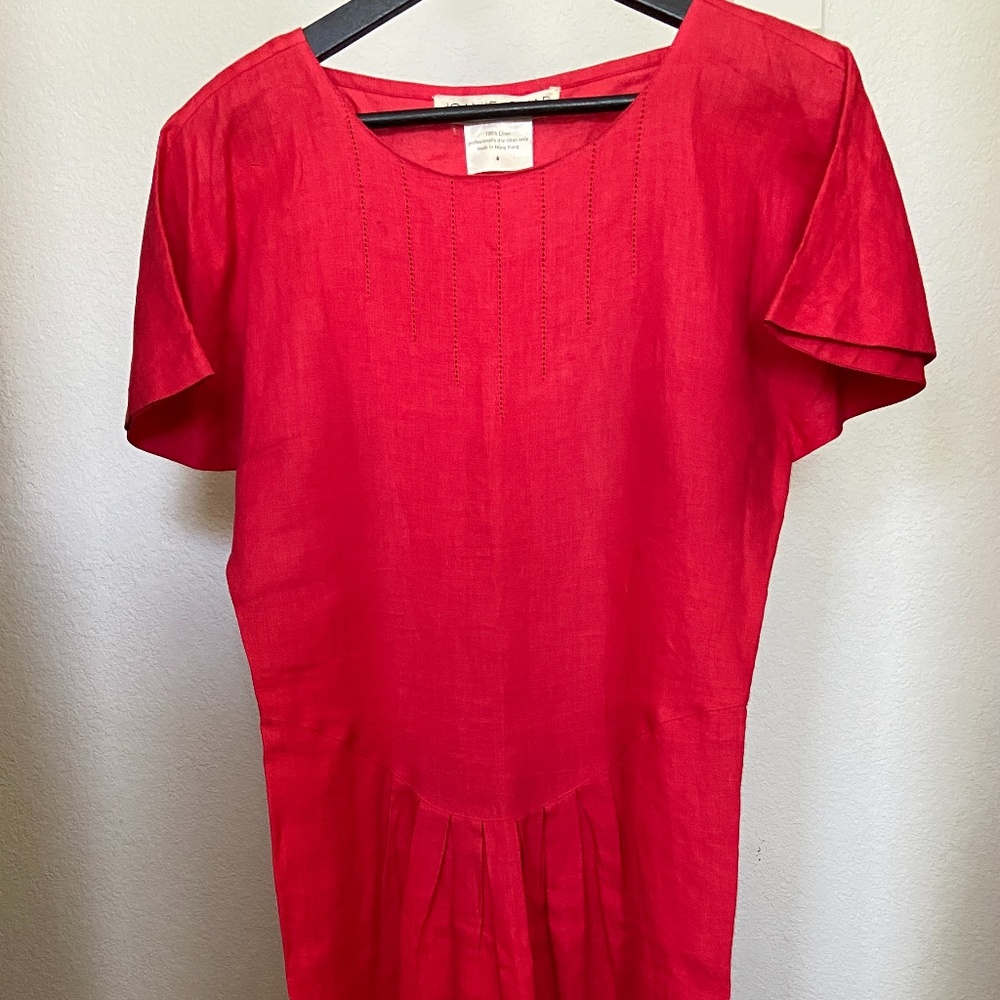 Joanie Char Red Linen Dress - Vintage